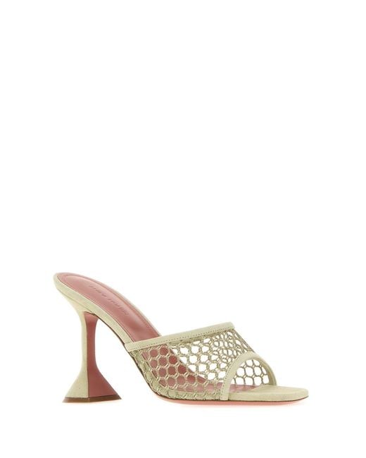 AMINA MUADDI Metallic Sage Green Suede And Mesh Lupita Net Mules