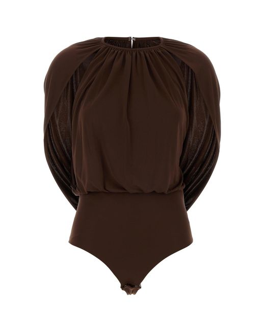 Des Phemmes Brown Chocolate Stretch Jersey Bodysuit