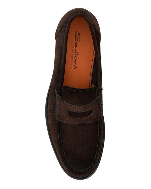 Santoni Black Dark Suede Gunter Loafers for men
