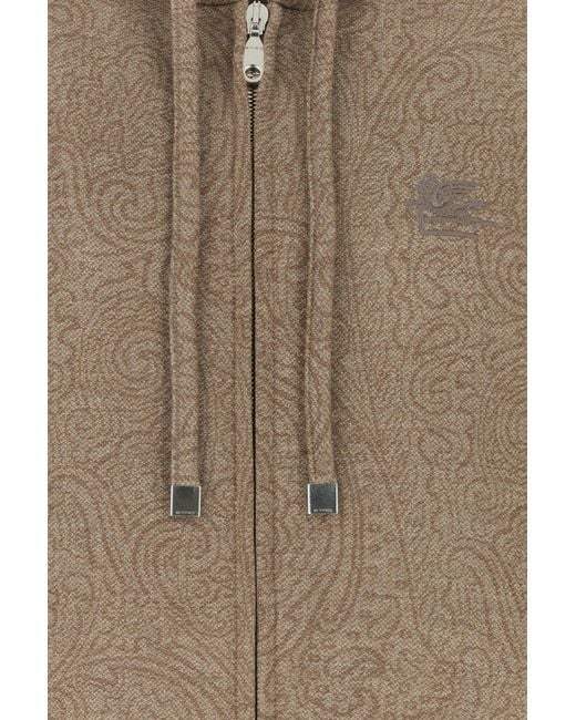 Etro Brown Printed Jersey Sweatshirt for men