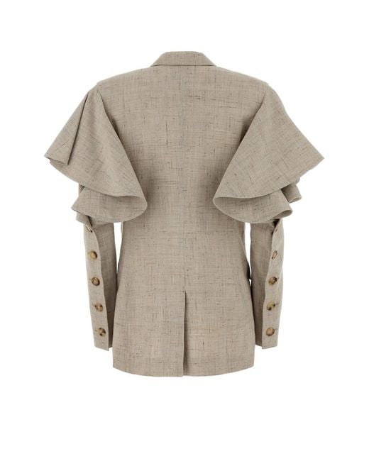 Moschino Natural Textured Notched Lapel Jacket