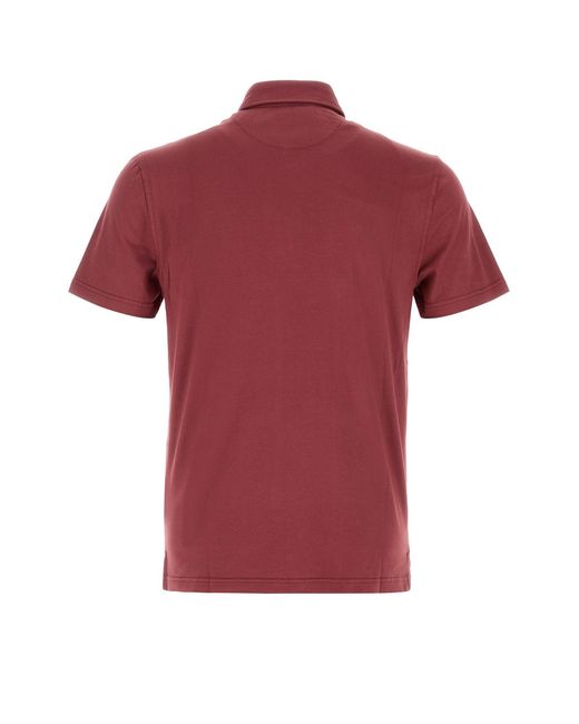 Fedeli Red Tyrian Purple Stretch Cotton Polo Shirt for men