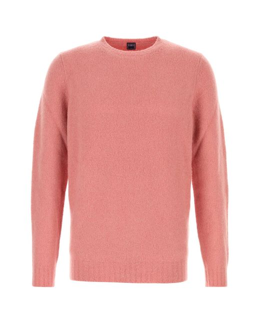 Fedeli Pink Salmon Stretch Wool Blend Sweater for men