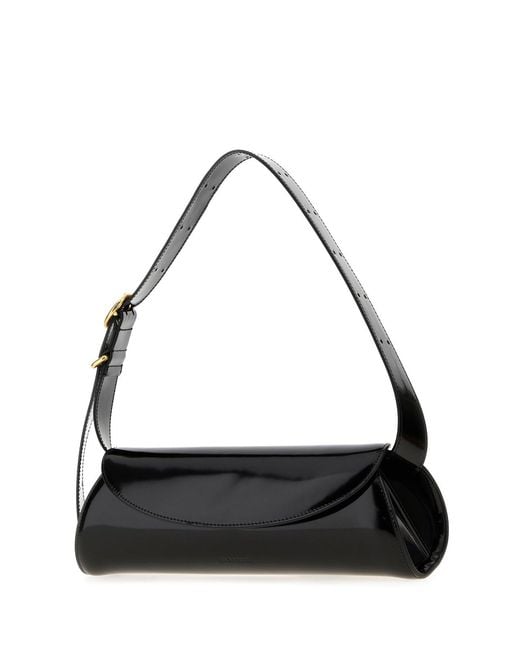 Jil Sander Black Leather Small Cannolo Shoulder Bag