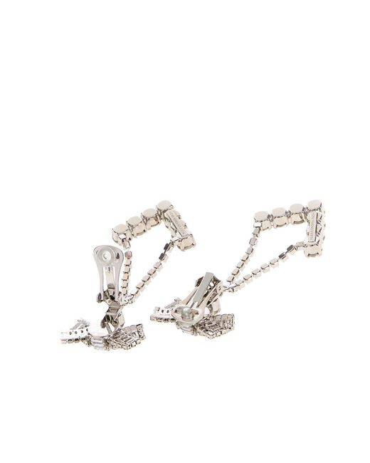 Alessandra Rich Multicolor Crystal Earrings With Bow And Pendant