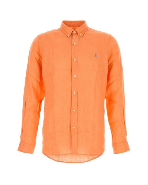 Polo Ralph Lauren Orange Linen Shirt for men