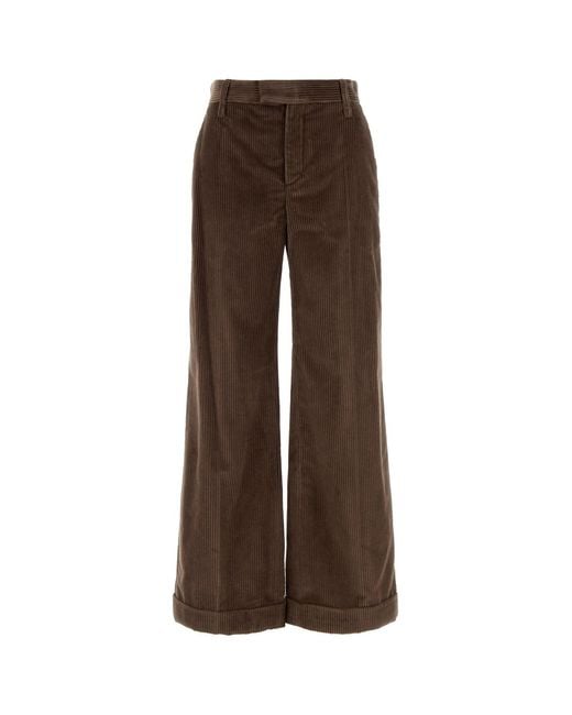 Brunello Cucinelli Brown Corduroy Wide-Leg Pant