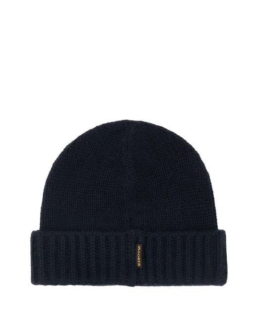 Moorer Navy Blue Cashmere Beanie Hat for men