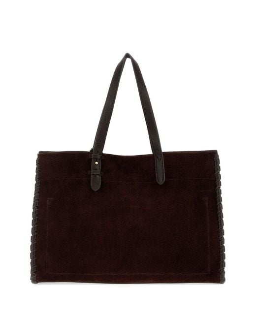 Anya Hindmarch Black Grape Suede Mortimer Shopping Bag