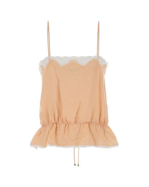 Chloé White Light Pink Silk Top