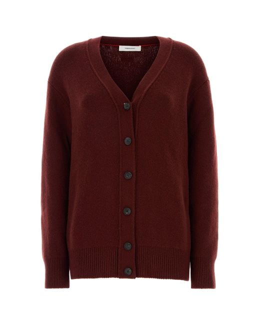 Ferragamo Purple Burgundy Cashmere Blend Cardigan