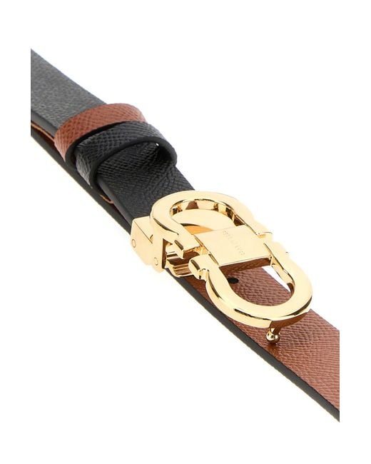 Ferragamo White Black Leather Reversible Belt