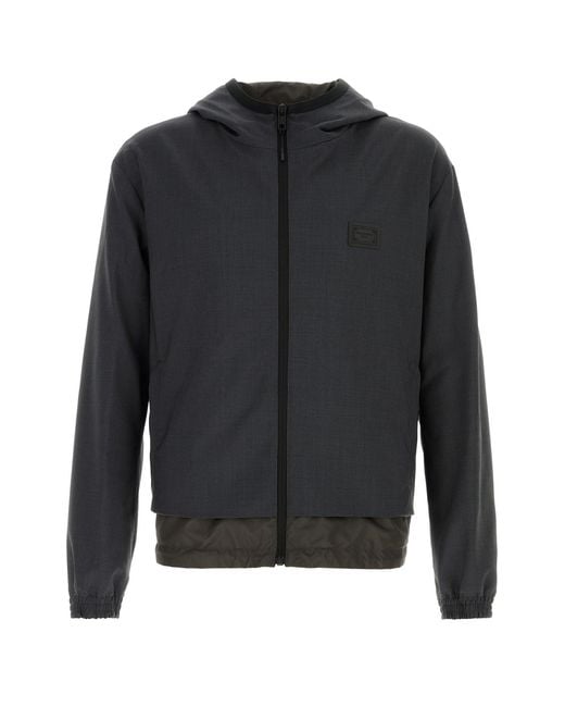 Dolce & Gabbana Black Charcoal Stretch Wool Blend Jacket for men
