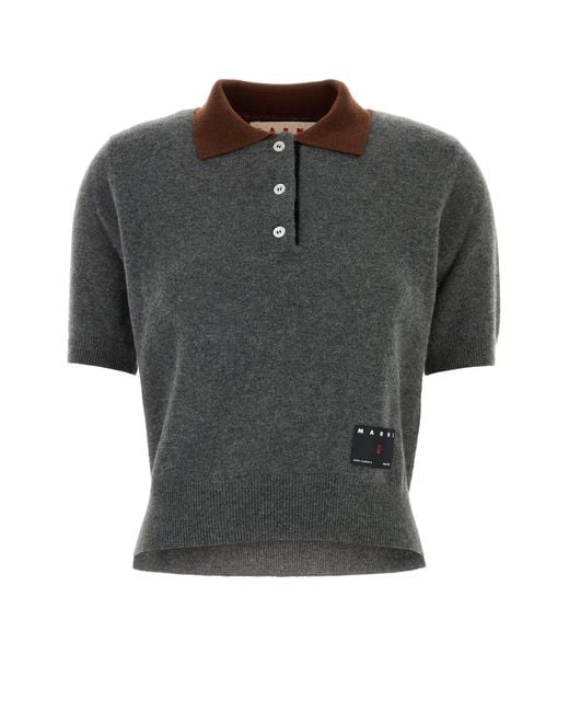 Marni Gray Cashmere Polo Shirt