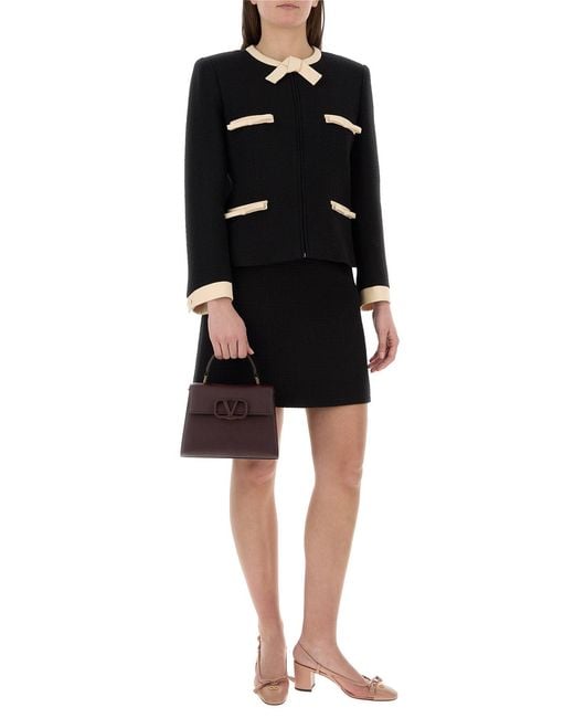 Valentino Garavani Black Tweed Mini Skirt