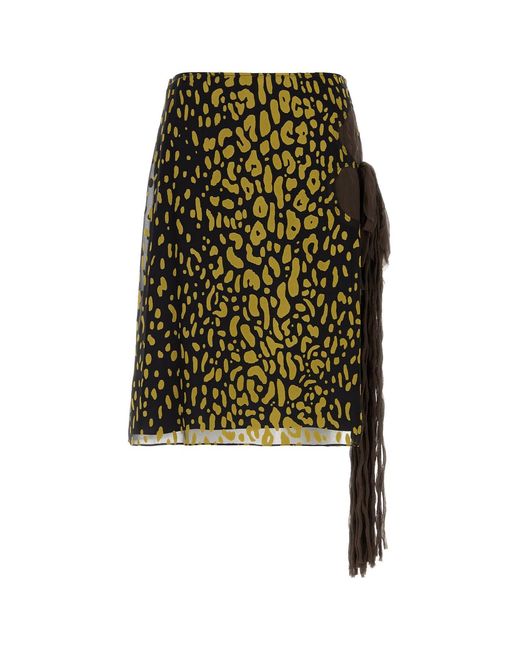 Ferragamo Green Embellished Silk Blend Skirt