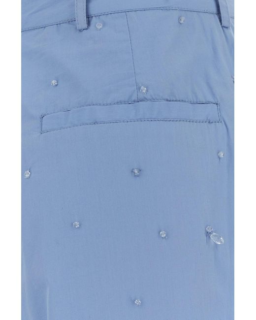 GIUSEPPE DI MORABITO Powder Light-blue Poplin Wide-leg Pant