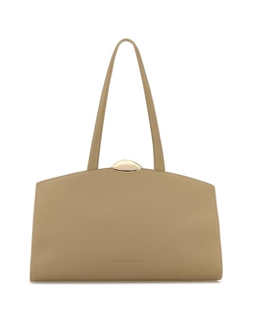 Borsa shopping Serena in pelle beige di Benedetta Bruzziches in Natural