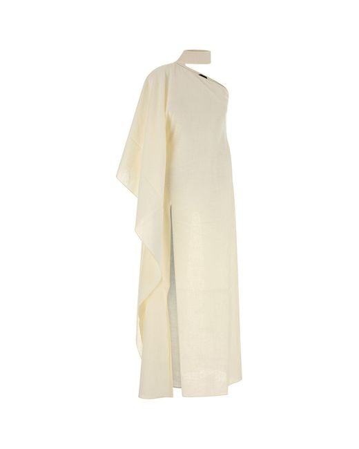 ‎Taller Marmo White Ivory Linen Paloma Long Dress