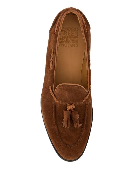 Edward Green Brown Suede Belgravia Loafers for men