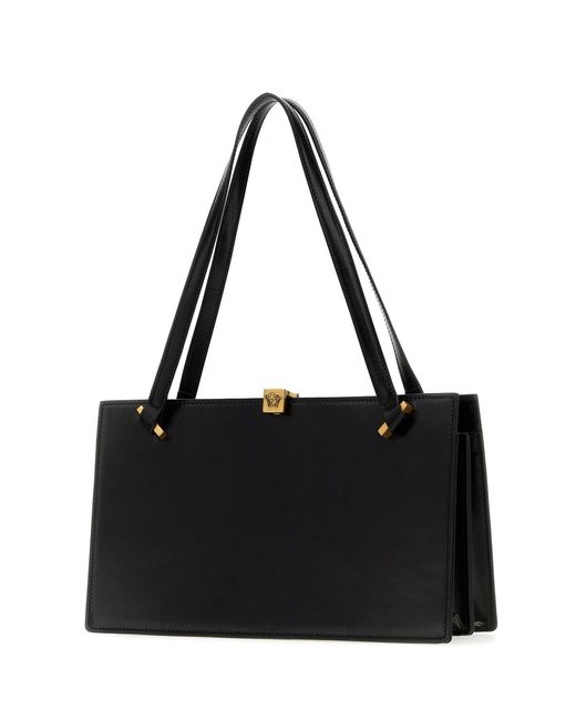 Versace Black Leather Shoulder Bag