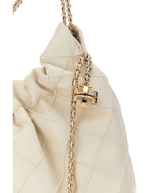 Tory Burch Natural Ivory Leather Mini Fleming Handbag
