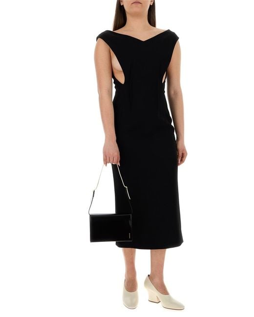 Jil Sander Black Leather Small File Shoulder Bag
