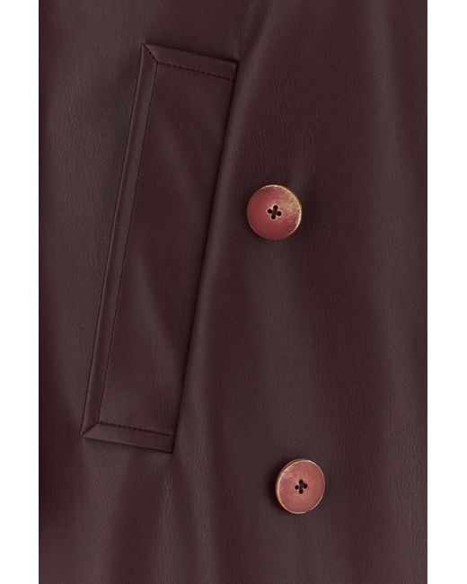 LE SULLY STUDIO Purple Burgundy Synthetic Leather Trench Coat