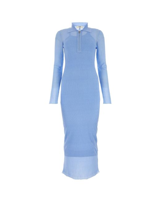 Fendi Blue Long Dress Knit