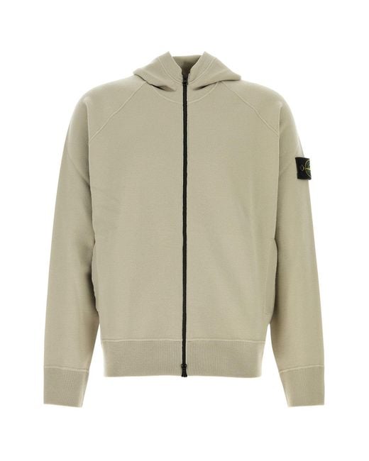 Stone Island Natural Dove Grey Knit Sweatshirt for men