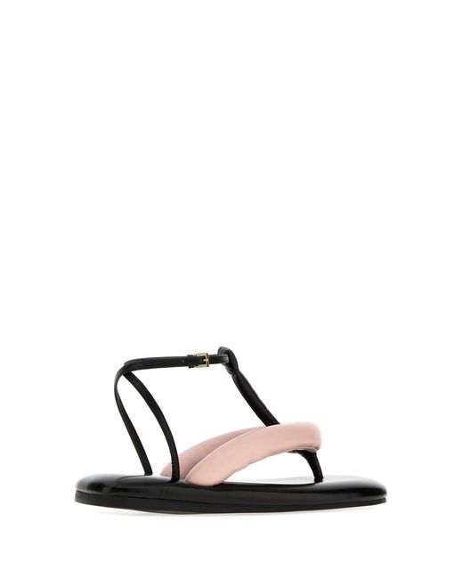 Givenchy White Two-Tone Leather Boudoir Thong Sandals