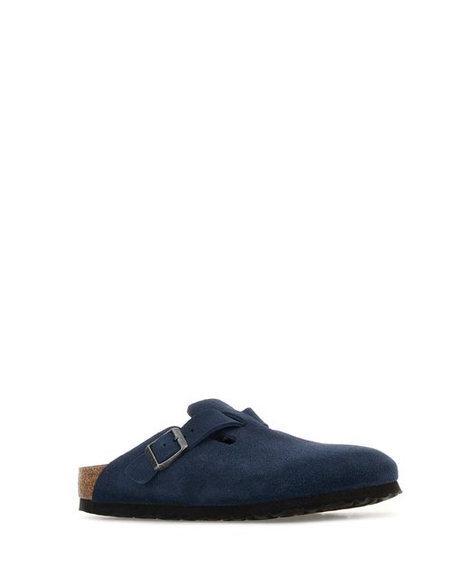 Birkenstock Navy Blue Suede Boston Slippers