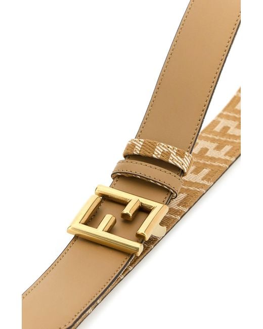 Cintura reversibile FF in pelle beige di Fendi in Multicolor