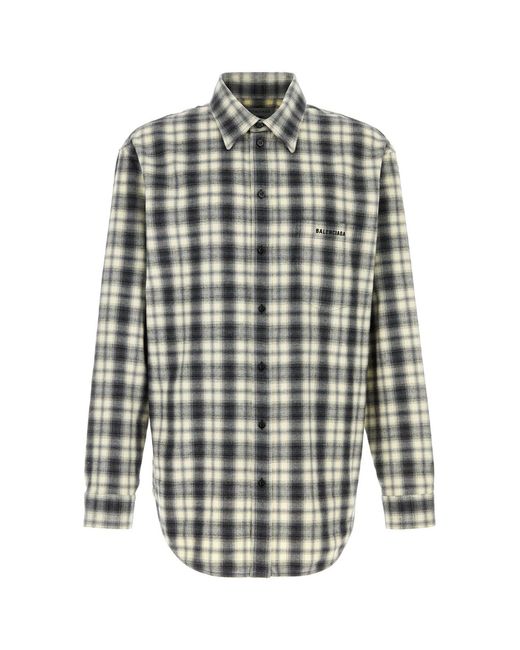 Balenciaga Multicolor Embroidered Flannel Shirt for men