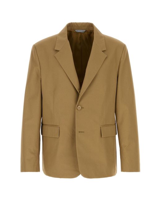 Balenciaga Green Beige Cotton Blazer for men