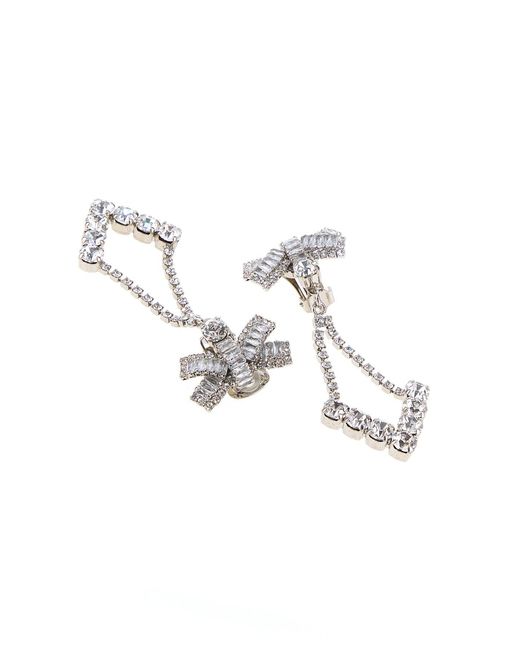 Alessandra Rich Multicolor Crystal Earrings With Bow And Pendant