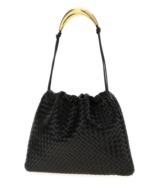 Borsa a spalla Handle in pelle nera di Bottega Veneta in Black