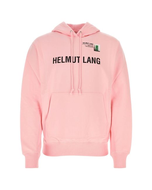 Helmut Lang Pink Logo-print Hooded Cotton Sweatshirt for men