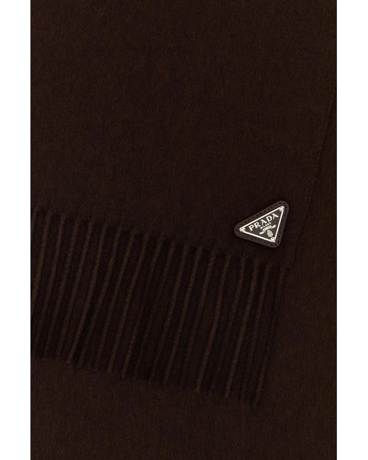Sciarpa in misto seta cioccolato di Prada in Black da Uomo