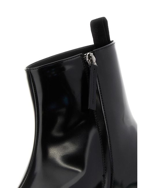 Jil Sander Black Leather Ankle Boots for men