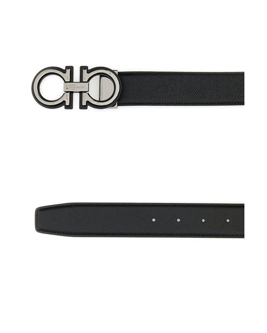 Cintura reversibile in pelle nera di Ferragamo in Black da Uomo