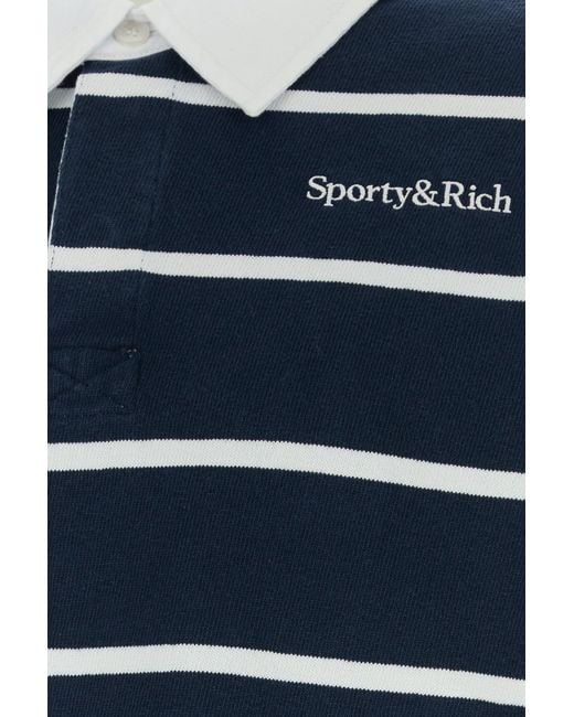 Sporty & Rich Blue Embroidered Shirt Collar Polo for men