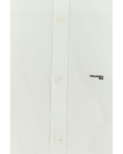 Camicia in popeline stretch bianco di DSquared² in White da Uomo