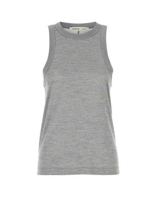 Canotta in seta grigia di Carven in Gray