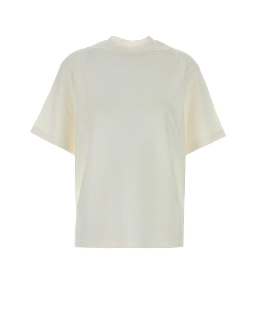 The Row White Ivory Stretch Linen Estavo T-shirt