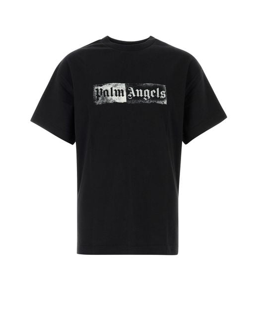 Palm Angels Black Cotton T-shirt for men