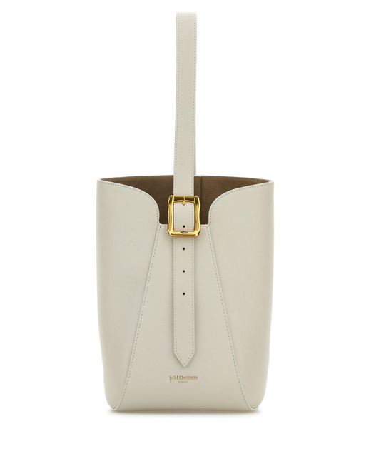 J&m Davidson White Ivory Leather Quiver Nano Bucket Bag