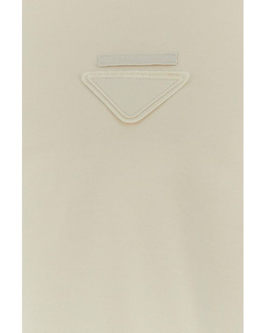 Abito felpa in cotone stretch crema di Prada in Natural