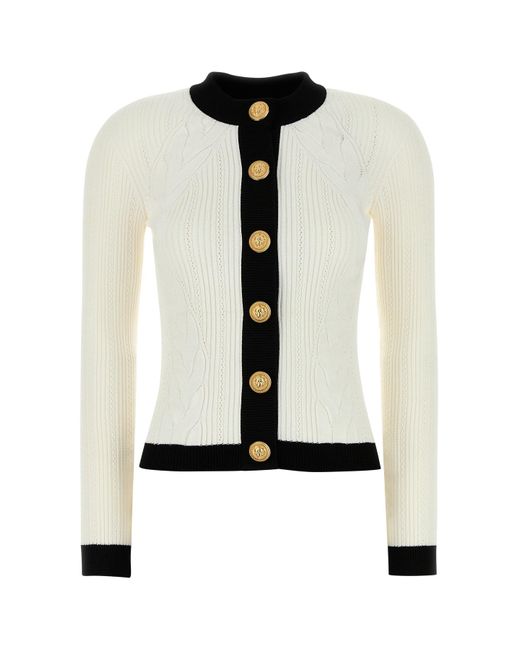 Cardigan in misto viscosa bianca di Balmain in White