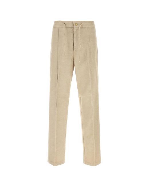 Pantalone in misto cotone stretch beige di Canali in Natural da Uomo